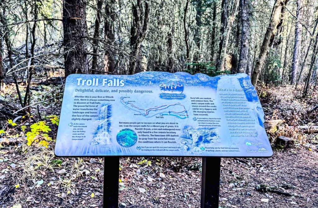 Troll Falls Information board