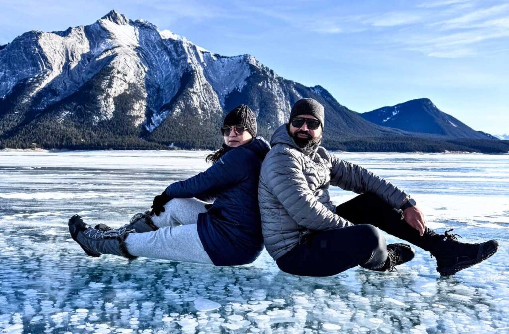 Couple on Abraham lake