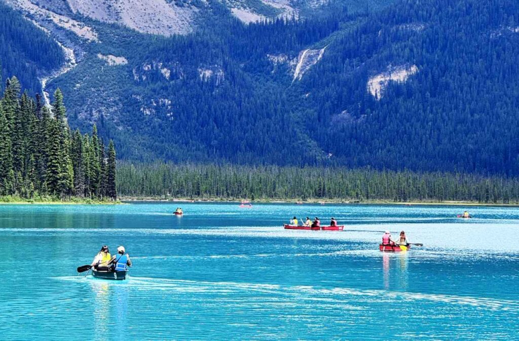 People Canoeing in Emerald lake